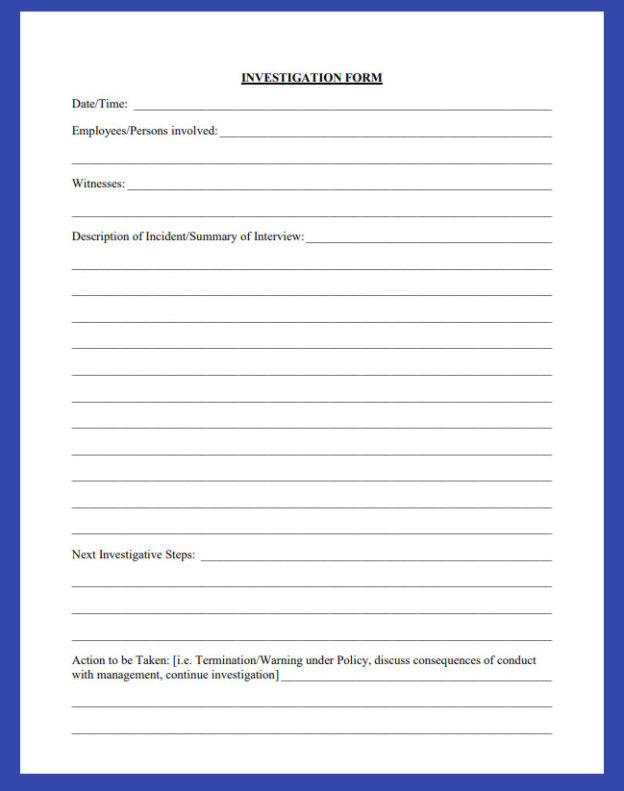 HR Investigation Form Kaplaw Employers Legal Defense Institute